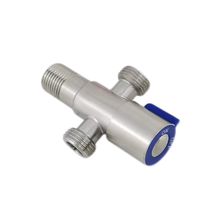 Blue Handle 180°Dual Outlet Three-Way Angle Valve